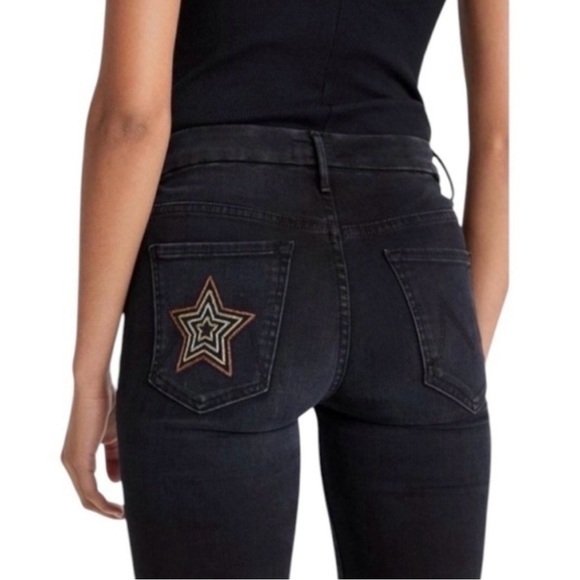 MOTHER The High Waisted Looker Embroidered‎ Washed Black Blackbird Jeans 27 - Picture 2 of 10